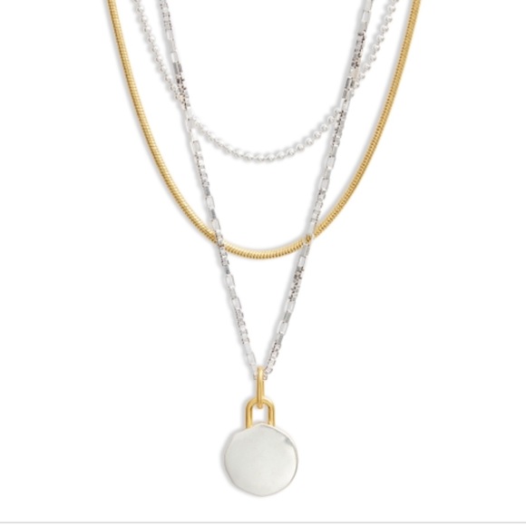 Madewell Story Set Of 3 Layered Necklace Mixed Metal Gold Silver Toned